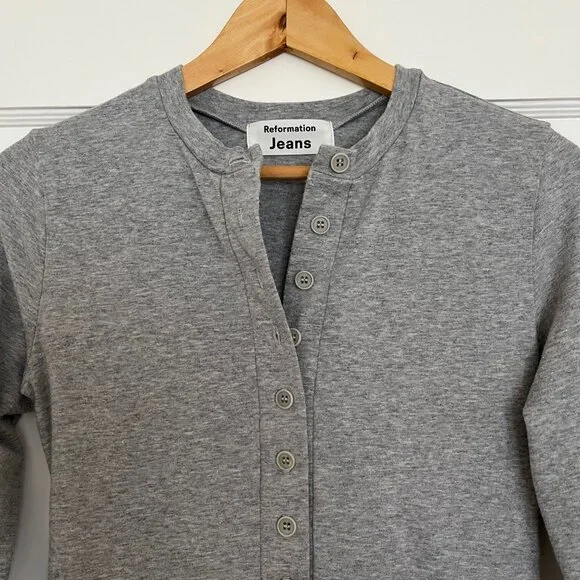 Reformation Henley Long Sleeve Cotton Dress | Size XS - Picture 2 of 8